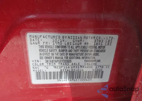 2014 Nissan Sentra Sv from USA, damaged, VIN 3N1AB7AP6EY320605